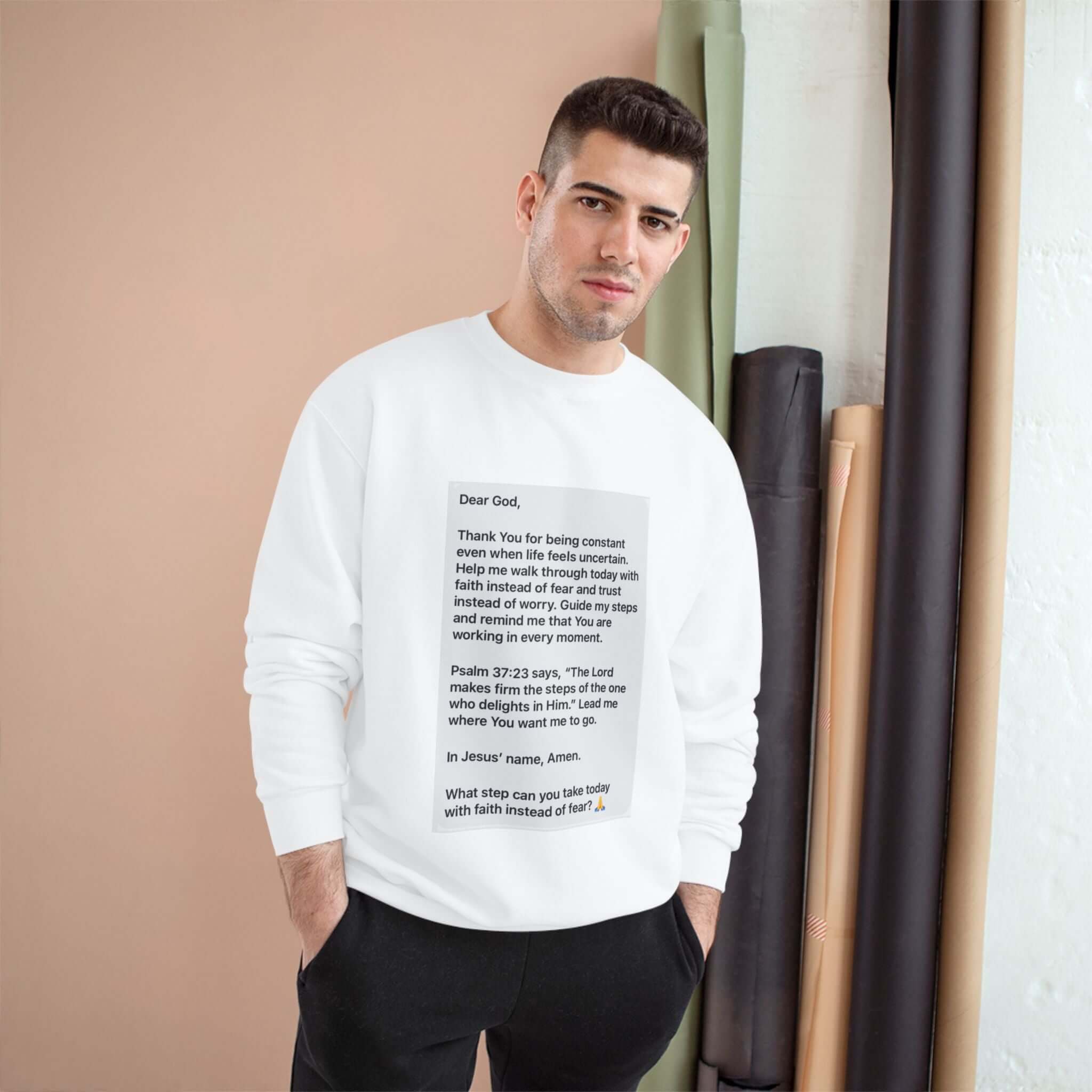 Faith Prayer Sweatshirt — Inspirational Scripture & Gratitude Message featuring a prayer on a soft, cozy fabric.