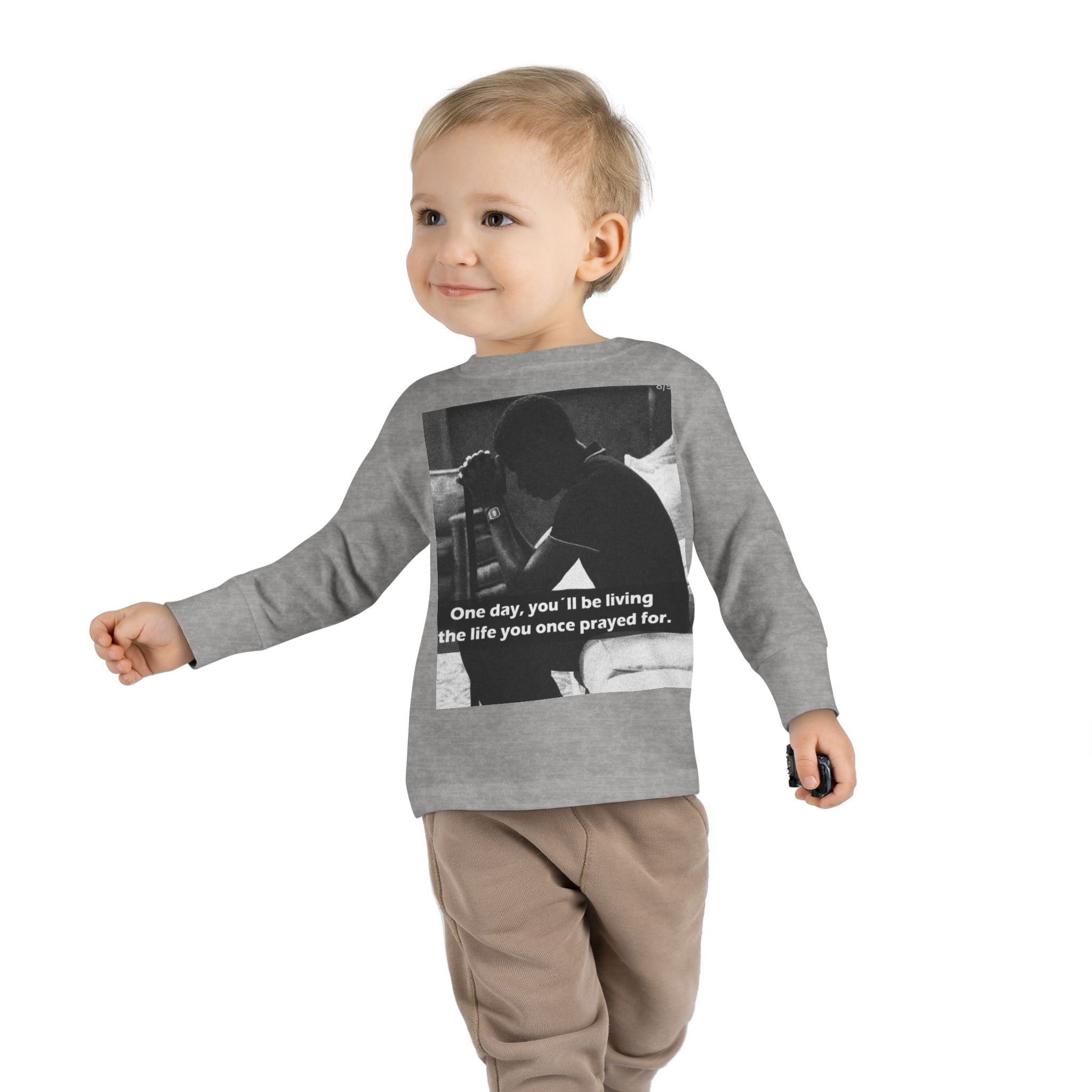 Toddler Long Sleeve Tee — Motivational Prayer & Confidence Quote Kids Shirt