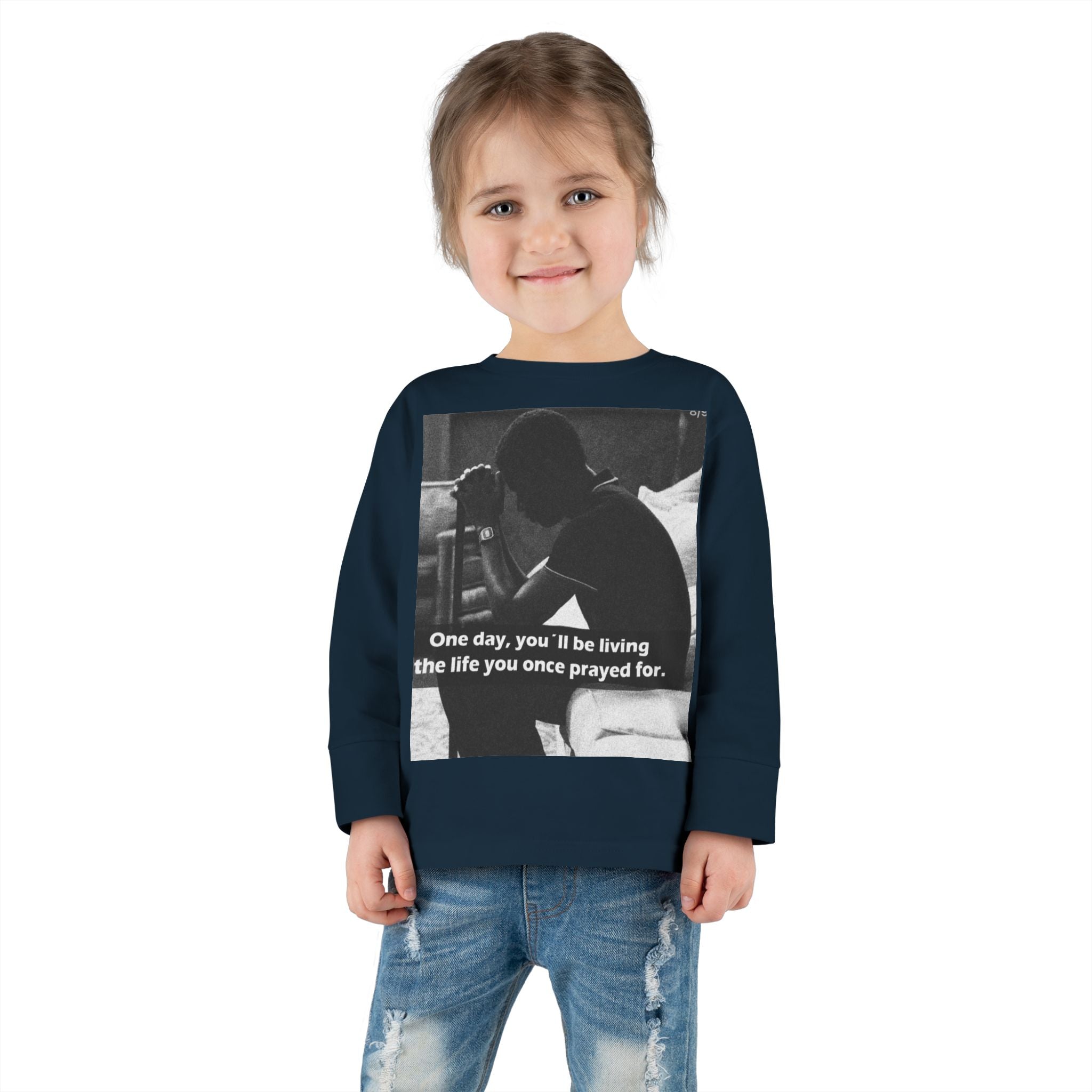 Toddler Long Sleeve Tee — Motivational Prayer & Confidence Quote Kids Shirt