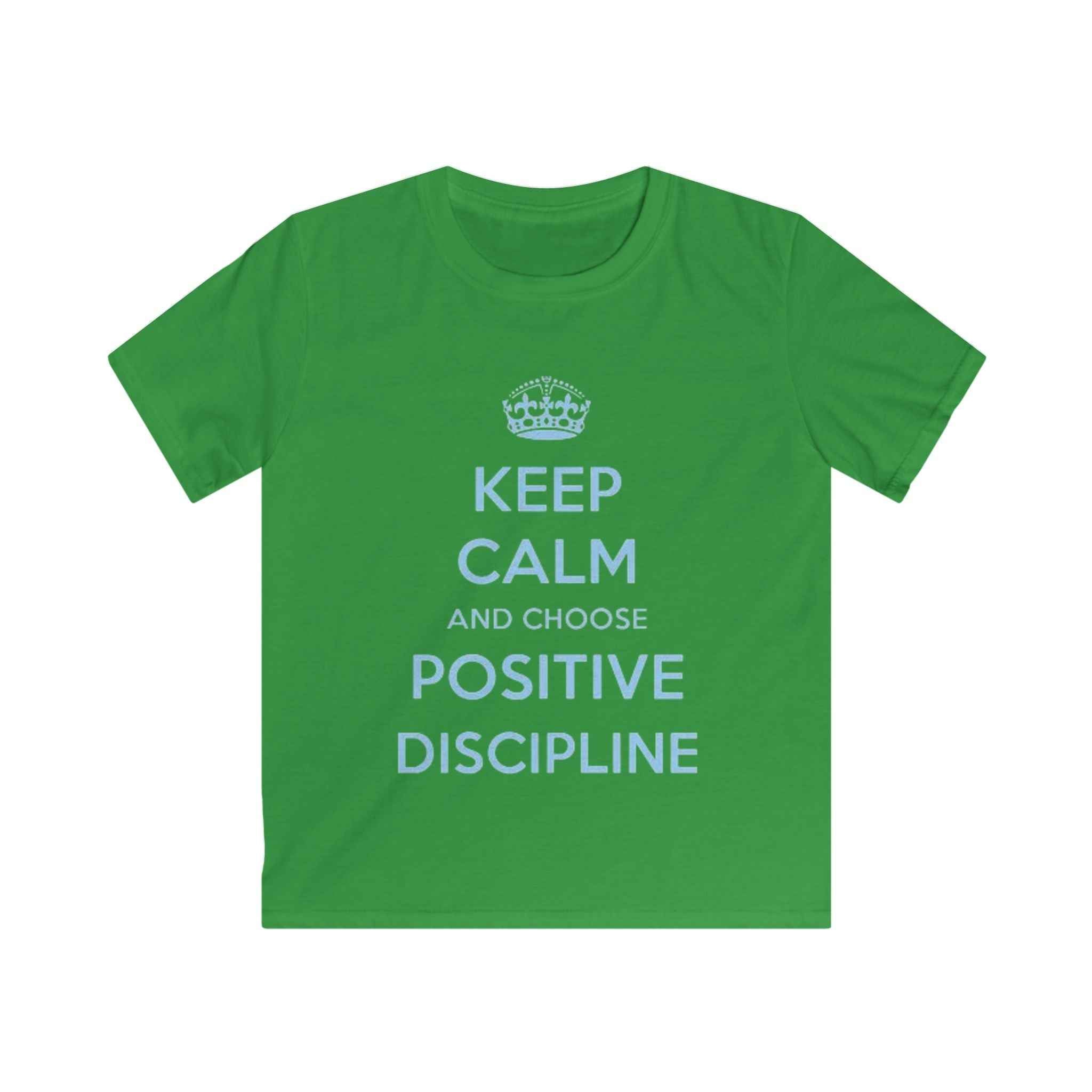 Kids Tee — "Keep Calm and Choose Positive Discipline" Light Blue Print