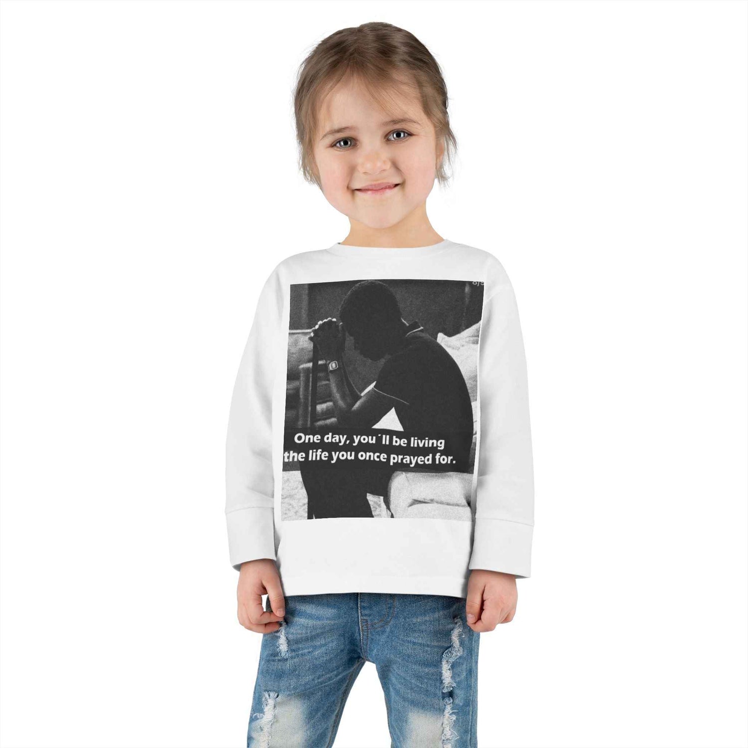 Toddler Long Sleeve Tee — Motivational Prayer &amp; Confidence Quote Kids Shirt