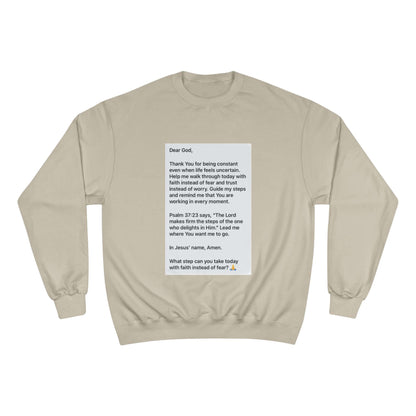 Faith Prayer Sweatshirt — Inspirational Scripture &amp; Gratitude Message with printed prayer design.