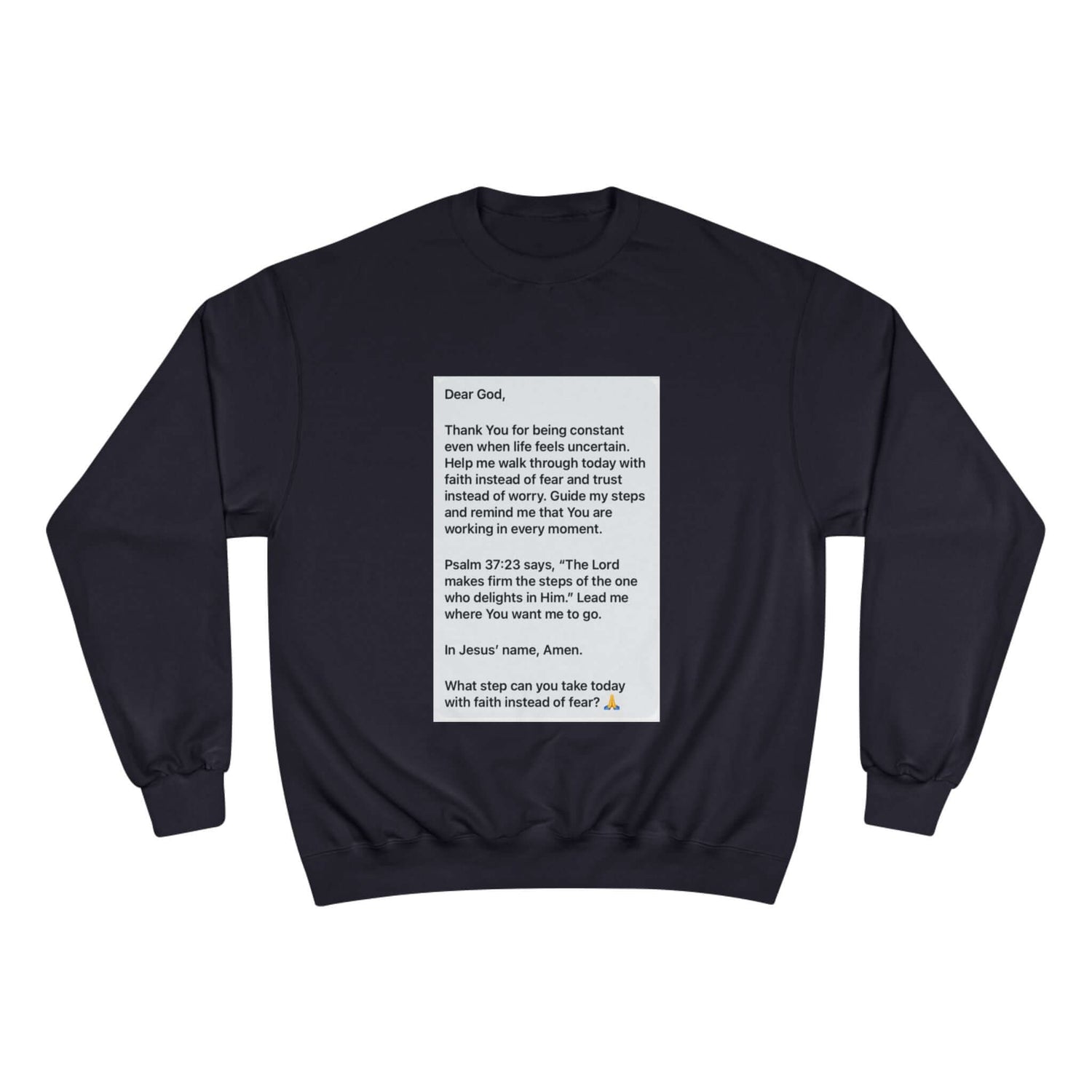 Faith Prayer Sweatshirt — Inspirational Scripture &amp; Gratitude Message with printed prayer-style message.