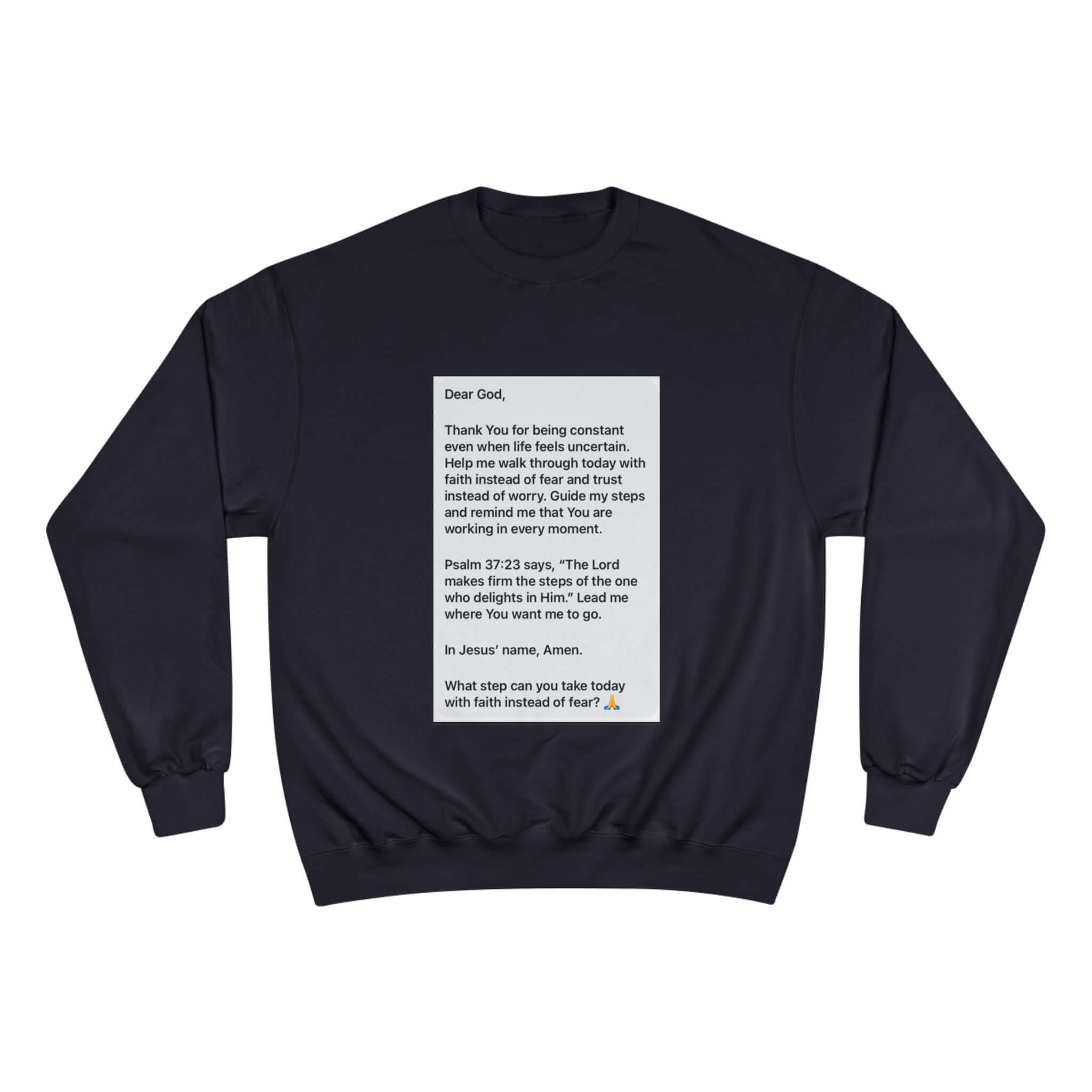 Faith Prayer Sweatshirt — Inspirational Scripture &amp; Gratitude Message with printed prayer-style message.