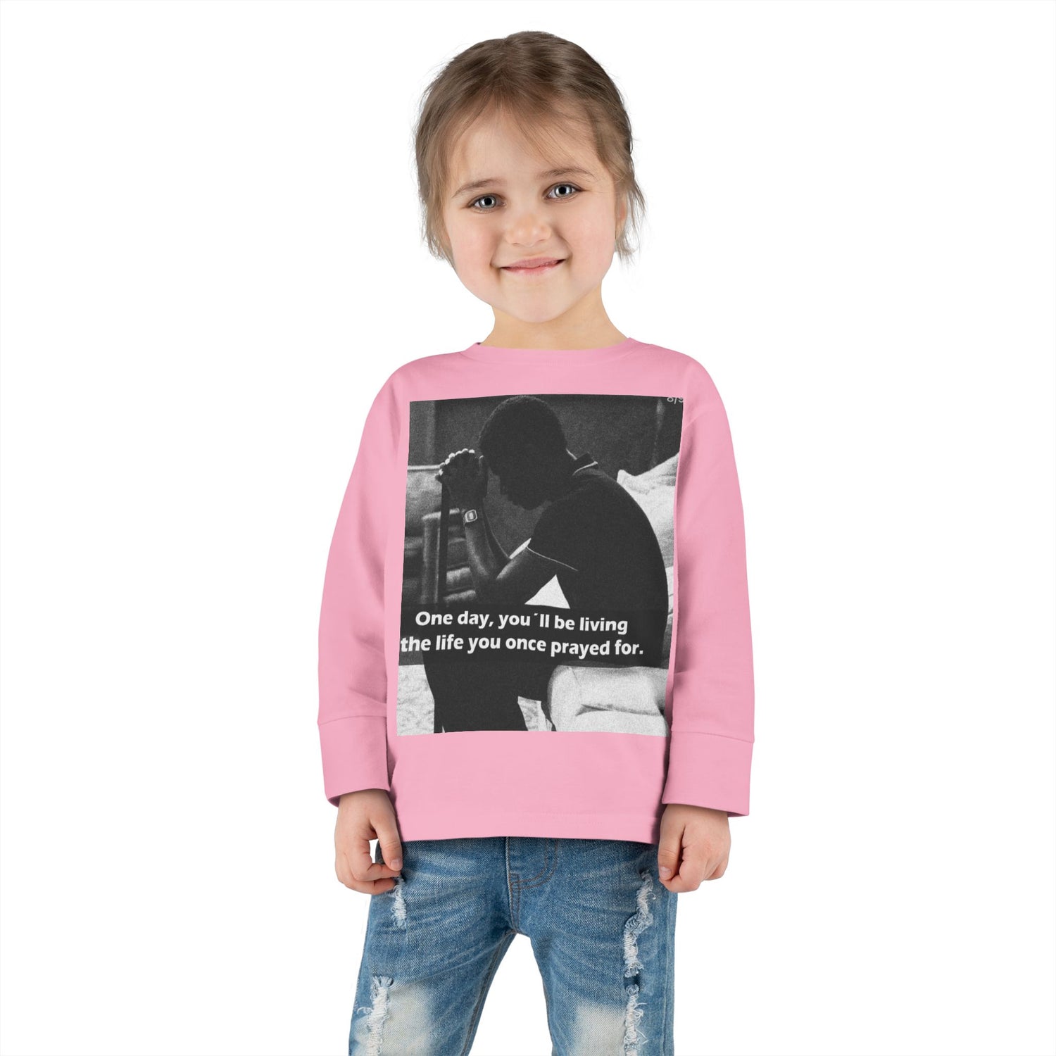 Toddler Long Sleeve Tee — Motivational Prayer &amp; Confidence Quote Kids Shirt