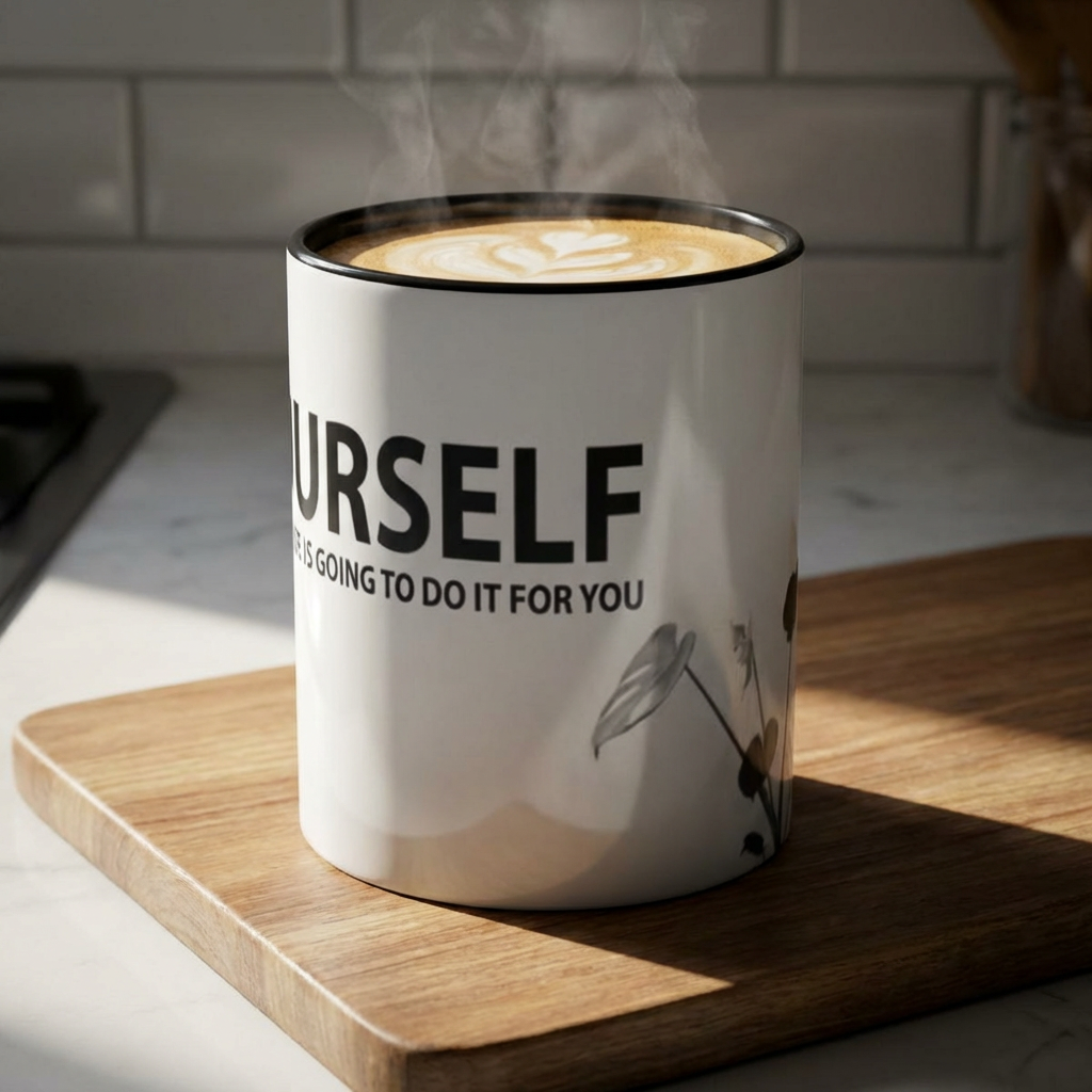 Motivational Accent Coffee Mug — "Do It Yourself" Black Interior - Motivational Quotes