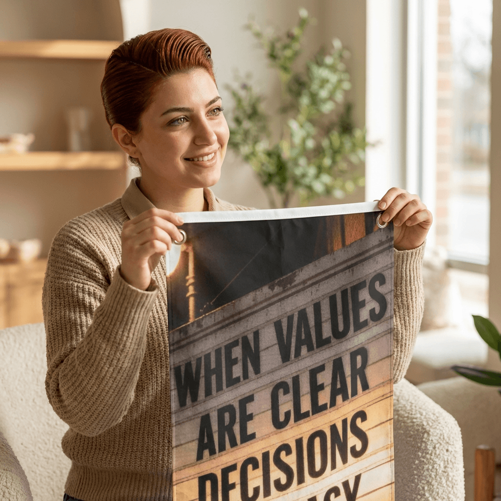Golf Towel – "When Values Are Clear Decisions Are Easy" Motivational Golf Towel with Grommet and Clip