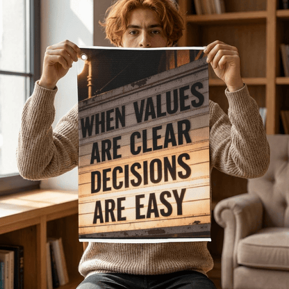 Golf Towel – "When Values Are Clear Decisions Are Easy" Motivational Golf Towel with Grommet and Clip