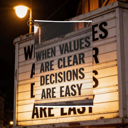 Golf Towel – "When Values Are Clear Decisions Are Easy" Motivational Golf Towel with Grommet and Clip