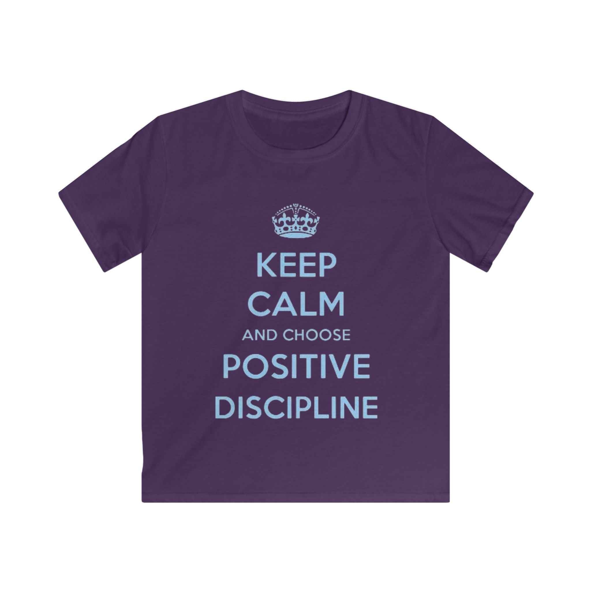 Kids Tee — "Keep Calm and Choose Positive Discipline" Light Blue Print