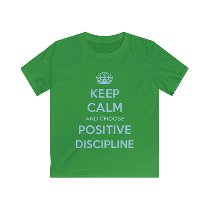 Kids Tee — "Keep Calm and Choose Positive Discipline" Light Blue Print