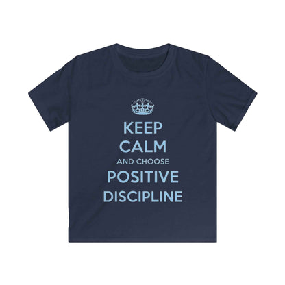 Kids Tee — "Keep Calm and Choose Positive Discipline" Light Blue Print