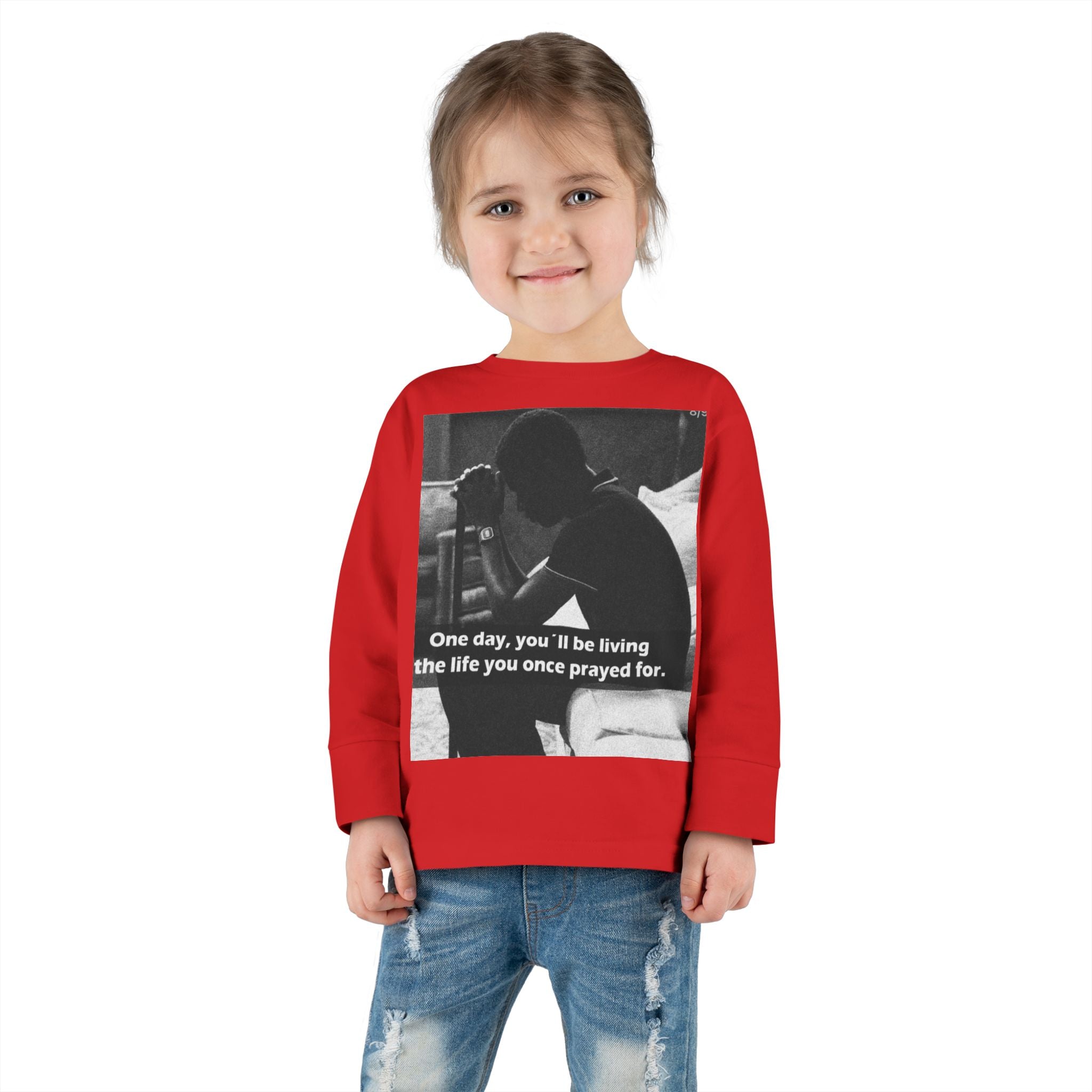 Toddler Long Sleeve Tee — Motivational Prayer &amp; Confidence Quote Kids Shirt