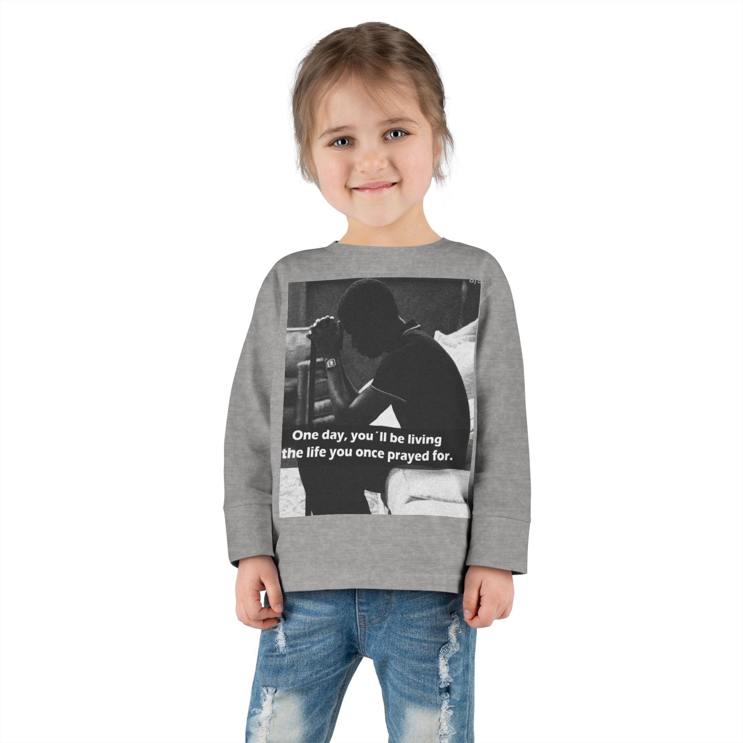 Toddler Long Sleeve Tee — Motivational Prayer &amp; Confidence Quote Kids Shirt