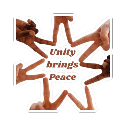 Unity Brings Peace Sticker — Multicultural Hands Peace Sign Kiss-Cut Sticker