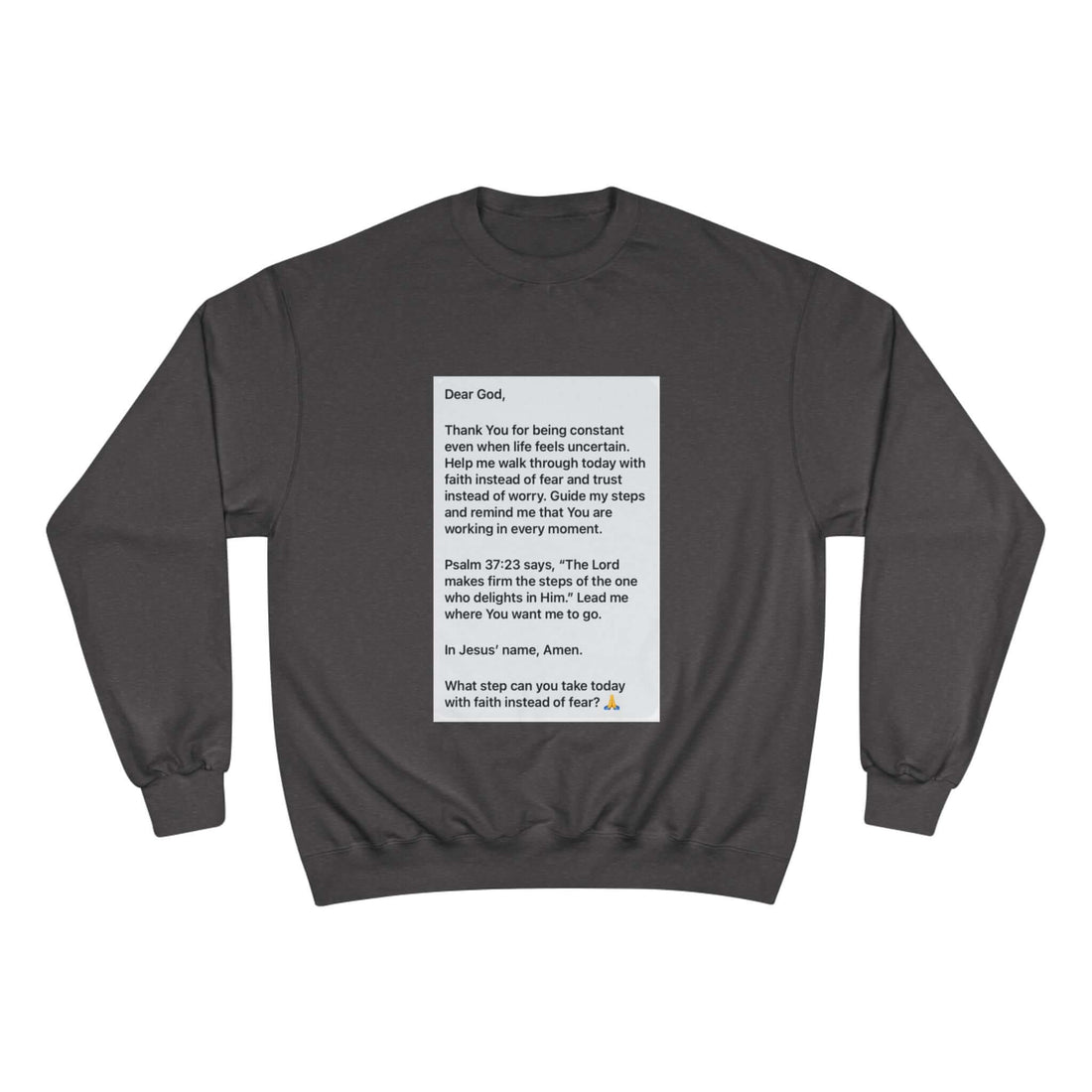 Faith Prayer Sweatshirt — Inspirational Scripture &amp; Gratitude Message featuring a printed prayer and motivational quotes.